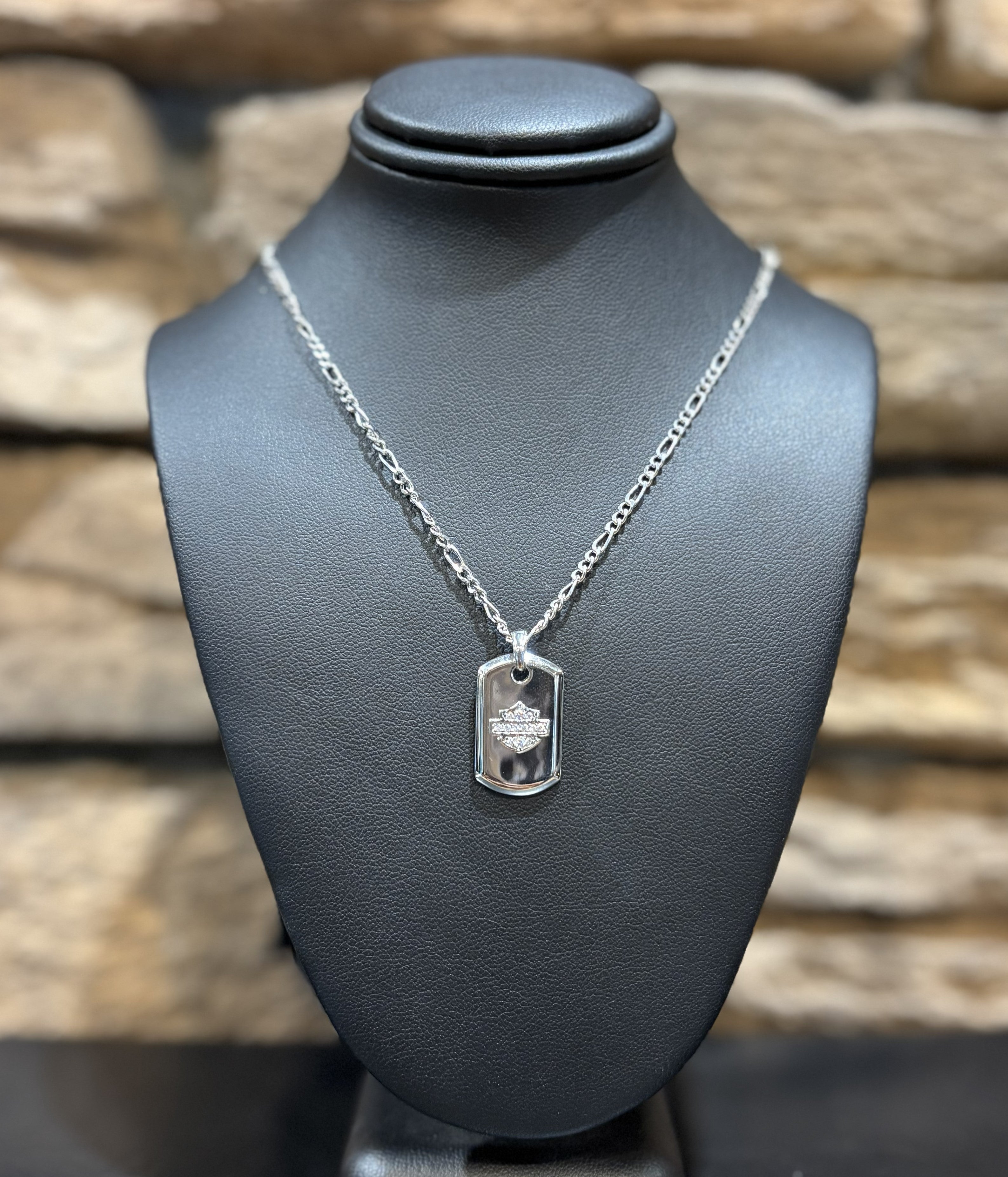 Harley-Davidson Dog Tag 16" Sterling Silver Necklace