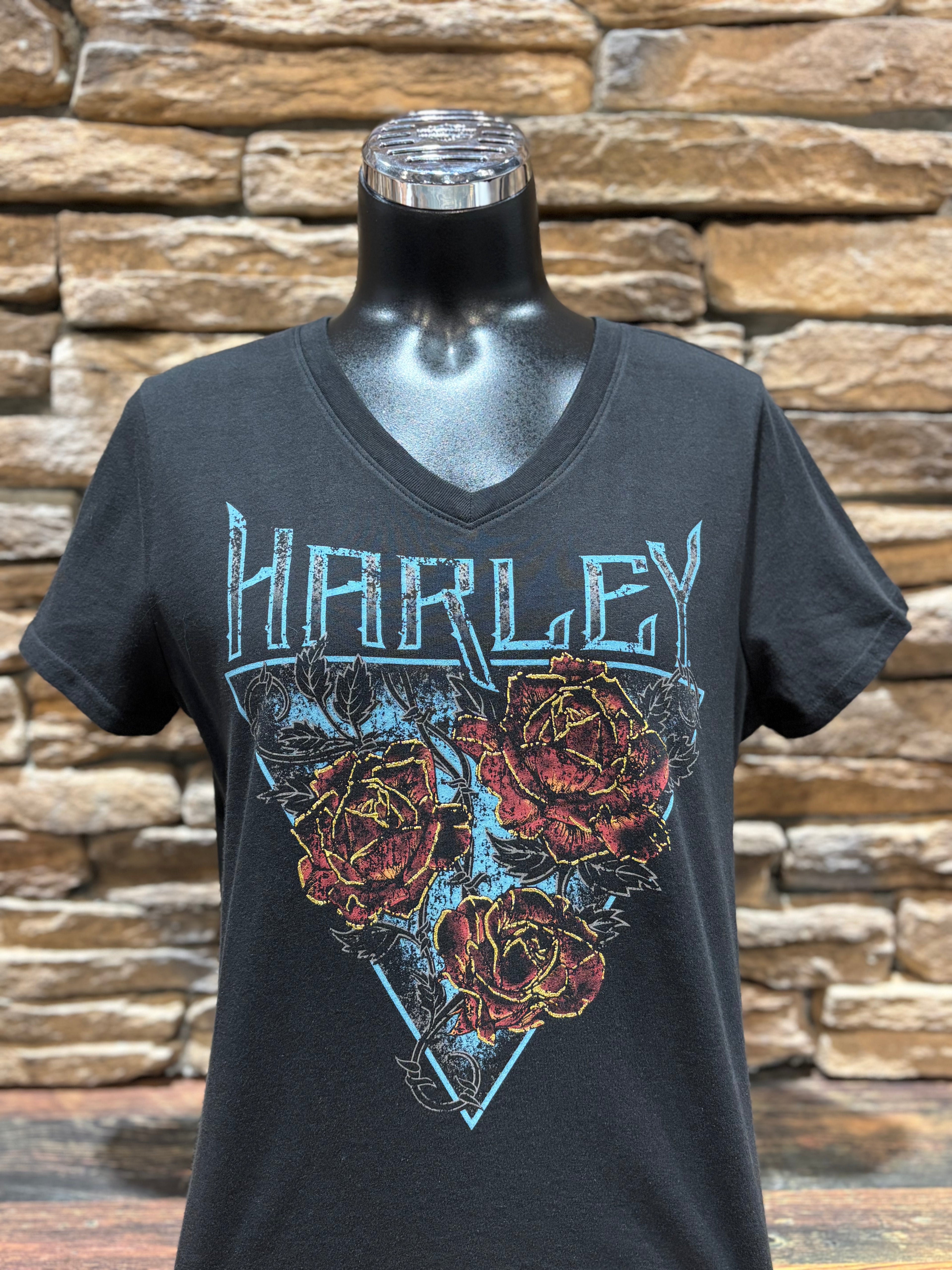 Women's H-D Barbed Roses V-Neck