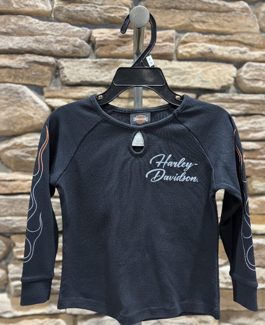H-D Girls Keyhole Black Long-Sleeve