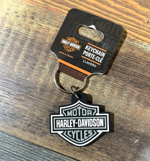Bar & Shield Gray/White Keychain