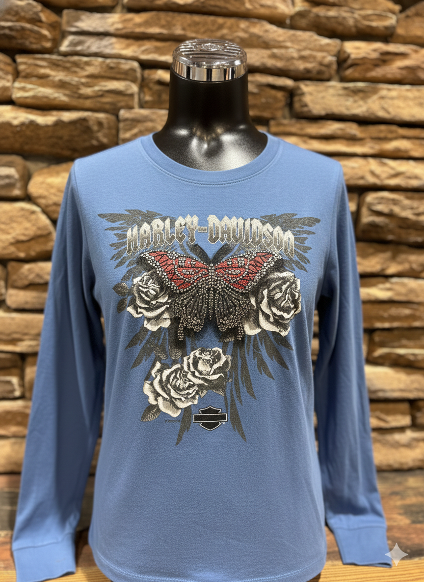 Women's H-D Rose Butterfly Long-Sleeve