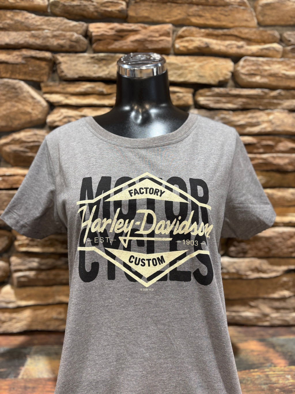 Women's Harley-Davidson Gray & Cream Short-Sleeve