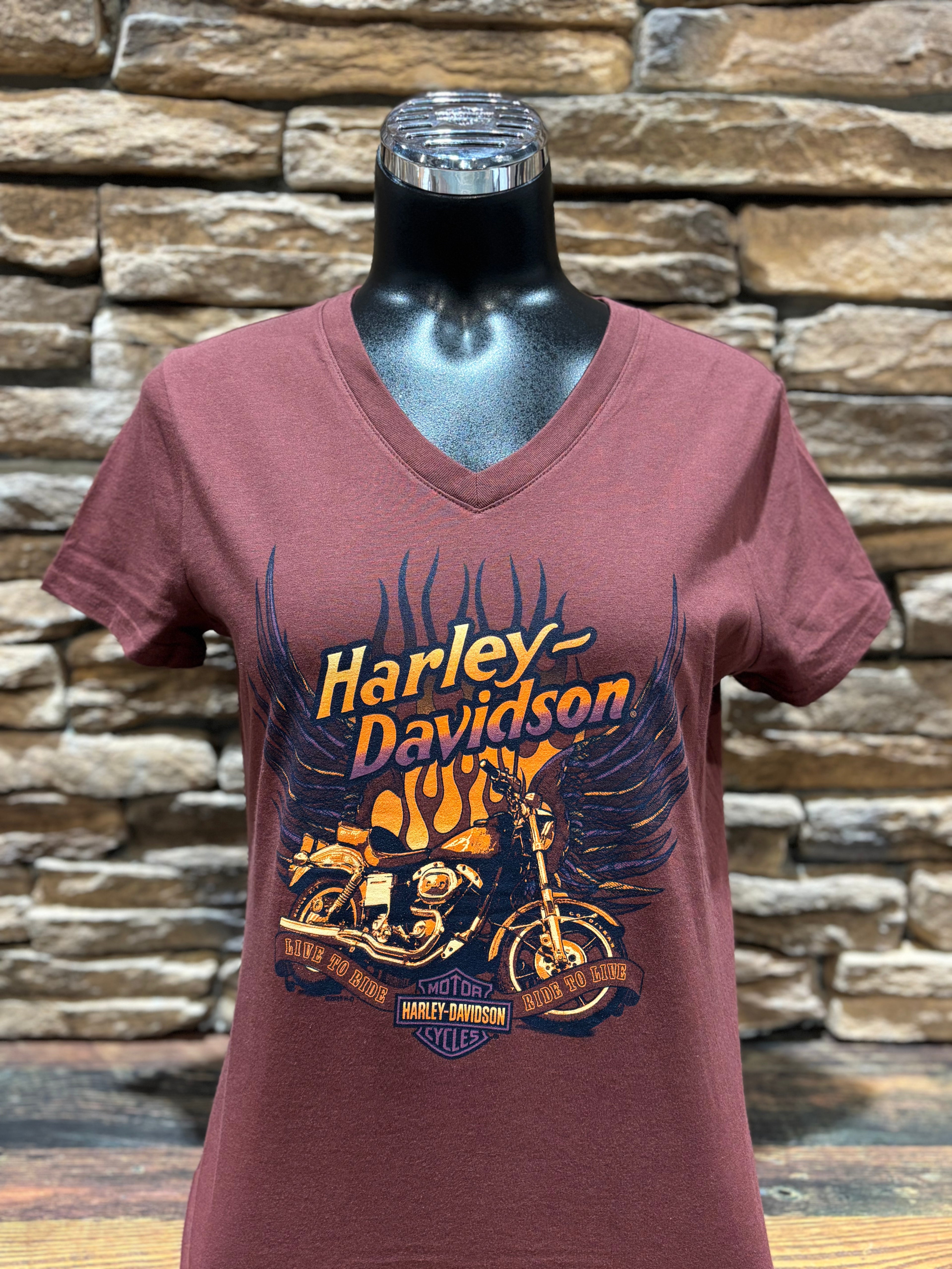 Women's H-D Dark Flame V-Neck