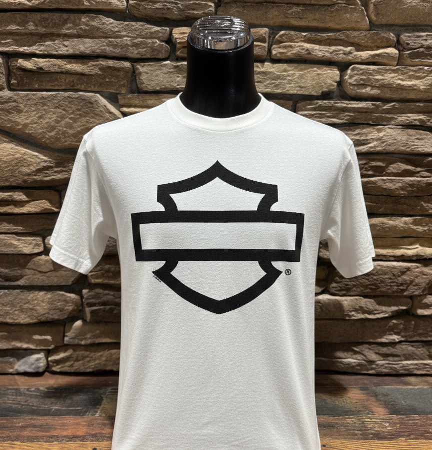 H-D Bar & Shield Outline White T-Shirt